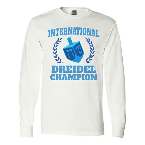 Inktastic Dreidel Champion Hanukkah with Blue Laurels Long Sleeve T-Shirt
