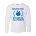 thumbnail image 1 of Inktastic Dreidel Champion Hanukkah with Blue Laurels Long Sleeve Youth T-Shirt, 1 of 5