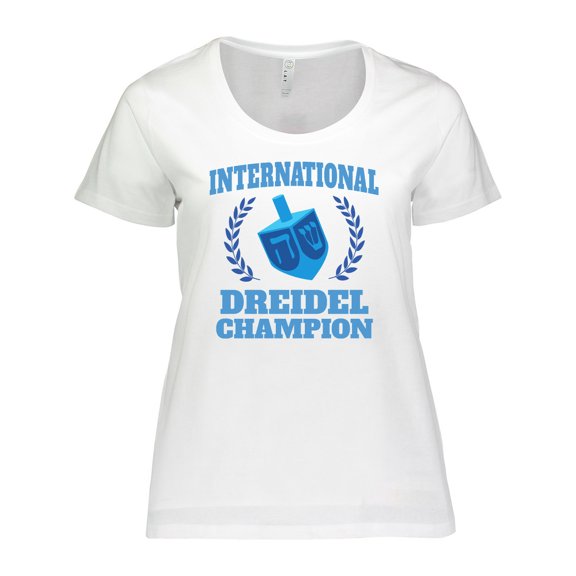 Inktastic Dreidel Champion Hanukkah with Blue Laurels Women's Plus Size T-Shirt