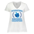 thumbnail image 1 of Inktastic Dreidel Champion Hanukkah with Blue Laurels Women's Plus Size V-Neck T-Shirt, 1 of 5