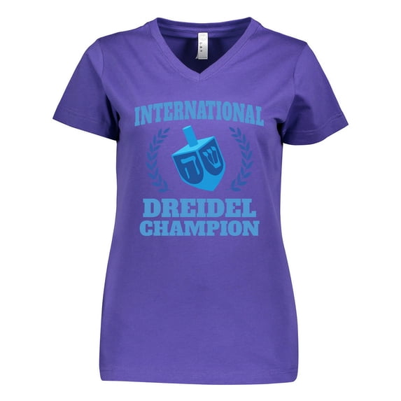 Inktastic Dreidel Champion Hanukkah with Blue Laurels Women's V-Neck T-Shirt