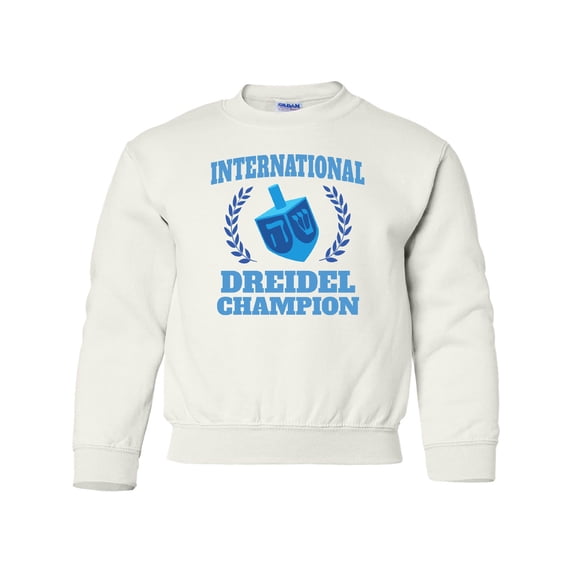 Inktastic Dreidel Champion Hanukkah with Blue Laurels Youth Sweatshirt