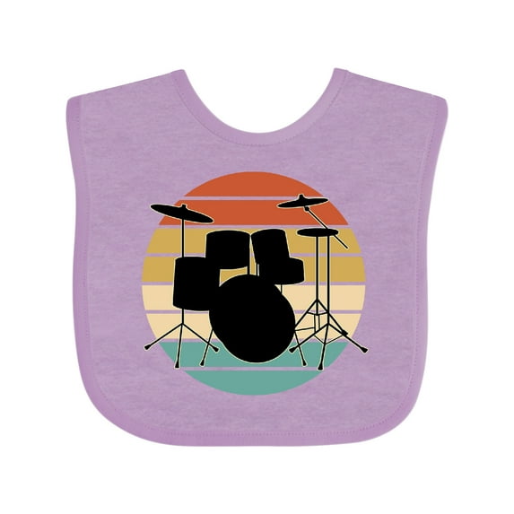 Inktastic Drum Set Retro Drummer Sunset Boys or Girls Baby Bib