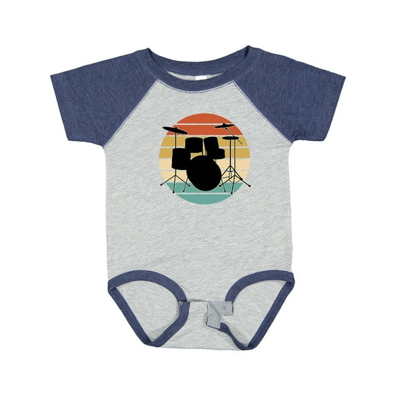 Inktastic Drum Set Retro Drummer Sunset Boys or Girls Baby Bodysuit