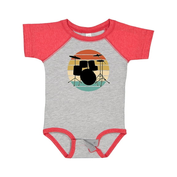 Inktastic Drum Set Retro Drummer Sunset Boys or Girls Baby Bodysuit