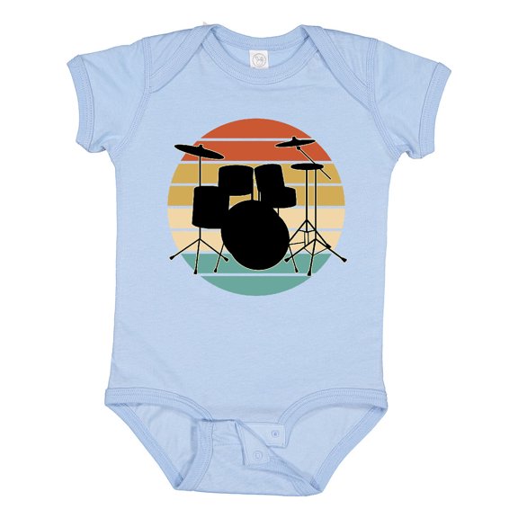 Inktastic Drum Set Retro Drummer Sunset Boys or Girls Baby Bodysuit