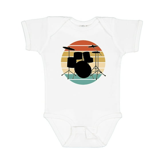 Inktastic Drum Set Retro Drummer Sunset Boys or Girls Baby Bodysuit
