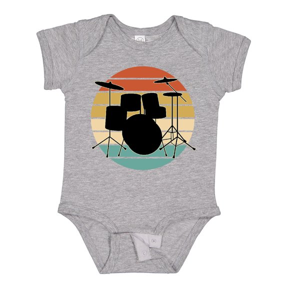 Inktastic Drum Set Retro Drummer Sunset Boys or Girls Baby Bodysuit