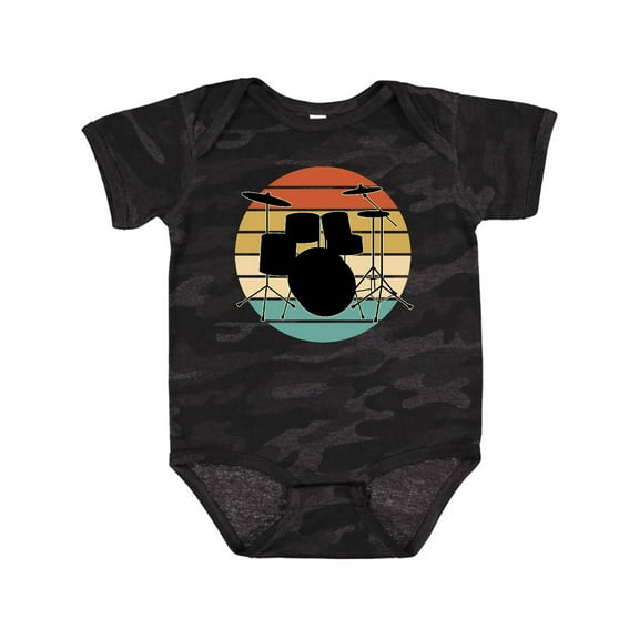 Inktastic Drum Set Retro Drummer Sunset Boys or Girls Baby Bodysuit