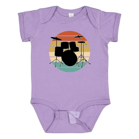 Inktastic Drum Set Retro Drummer Sunset Boys or Girls Baby Bodysuit