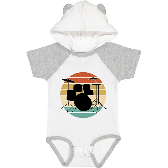 Inktastic Drum Set Retro Drummer Sunset Boys or Girls Baby Bodysuit