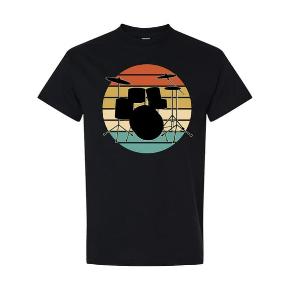 Inktastic Drum Set Retro Drummer Sunset T-Shirt