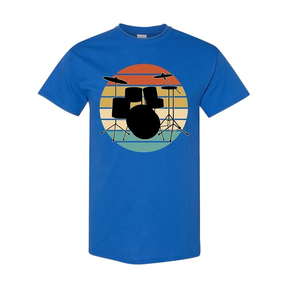 Inktastic Drum Set Retro Drummer Sunset T-Shirt