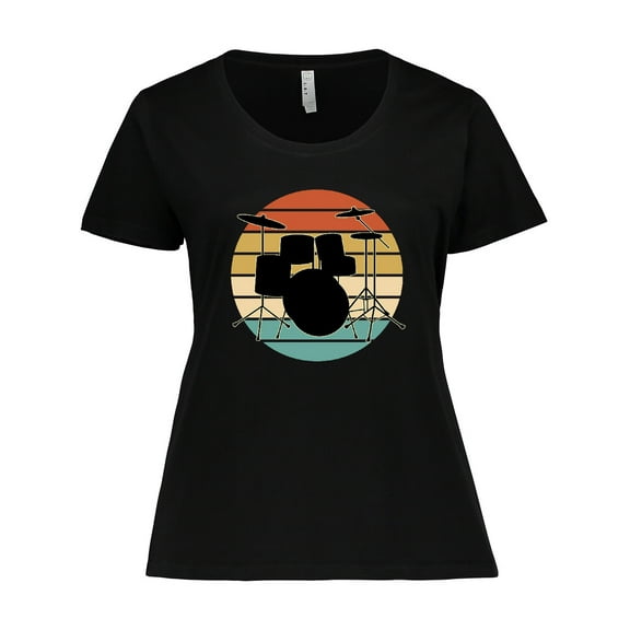 Inktastic Drum Set Retro Drummer Sunset Women's Plus Size T-Shirt