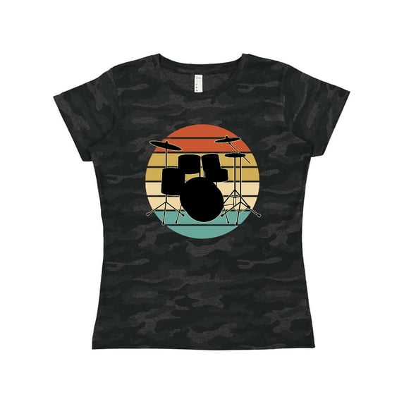 Inktastic Drum Set Retro Drummer Sunset Women's T-Shirt