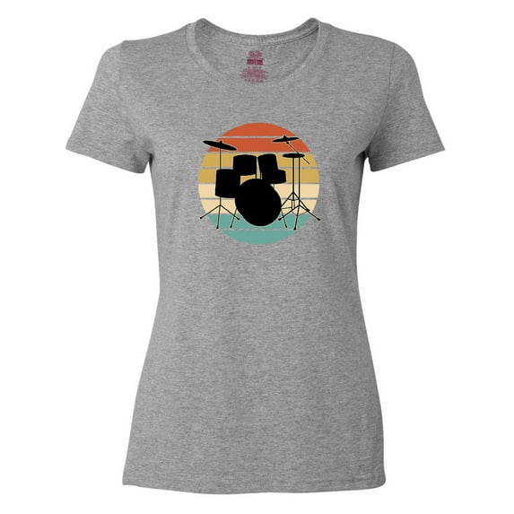 Inktastic Drum Set Retro Drummer Sunset Women's T-Shirt