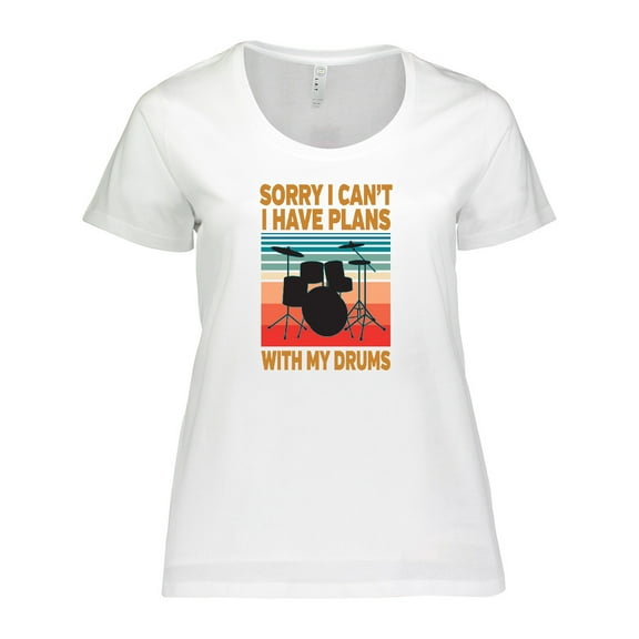 Inktastic Drummer Funny Retro Plans With My Drums Women's Plus Size T-Shirt