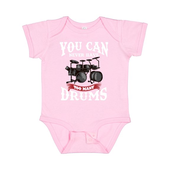 Inktastic Drummer Funny Too Many Drums Music Joke Boys or Girls Baby Bodysuit