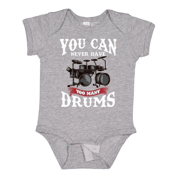 Inktastic Drummer Funny Too Many Drums Music Joke Boys or Girls Baby Bodysuit