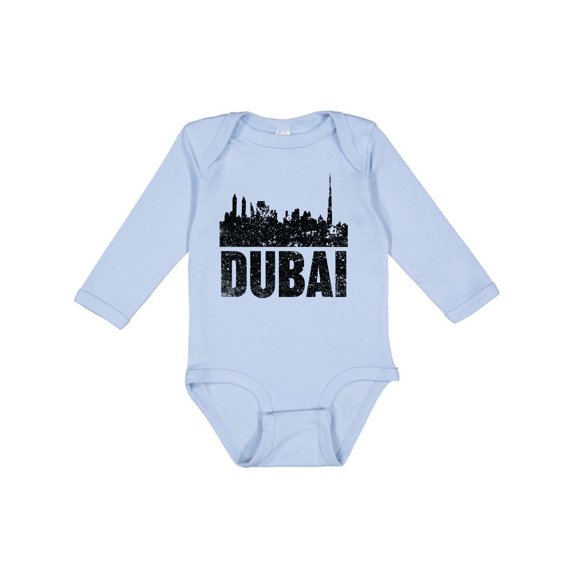 Inktastic Dubai City Skyline with Grunge Boys or Girls Long Sleeve Baby Bodysuit