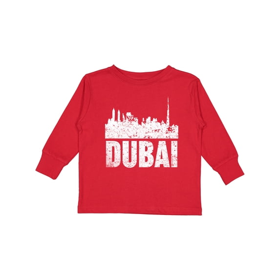 Inktastic Dubai City Skyline with Grunge Boys or Girls Long Sleeve Toddler T-Shirt
