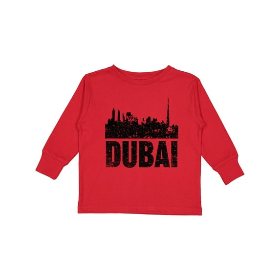 Inktastic Dubai City Skyline with Grunge Boys or Girls Long Sleeve Toddler T-Shirt