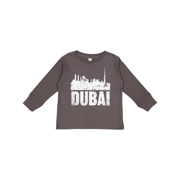 Inktastic Dubai City Skyline with Grunge Boys or Girls Long Sleeve Toddler T-Shirt