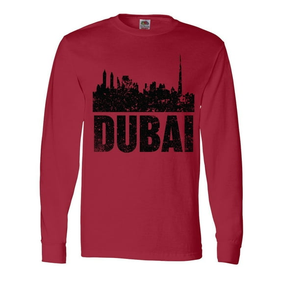 Inktastic Dubai City Skyline with Grunge Long Sleeve T-Shirt