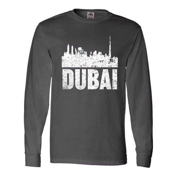Inktastic Dubai City Skyline with Grunge Long Sleeve T-Shirt