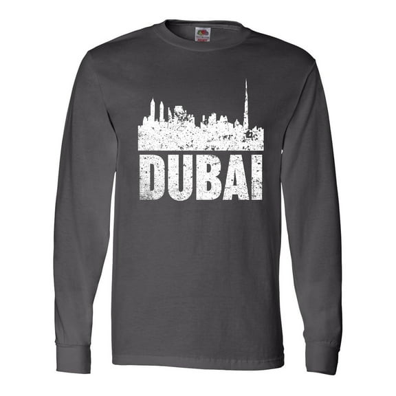Inktastic Dubai City Skyline with Grunge Long Sleeve T-Shirt
