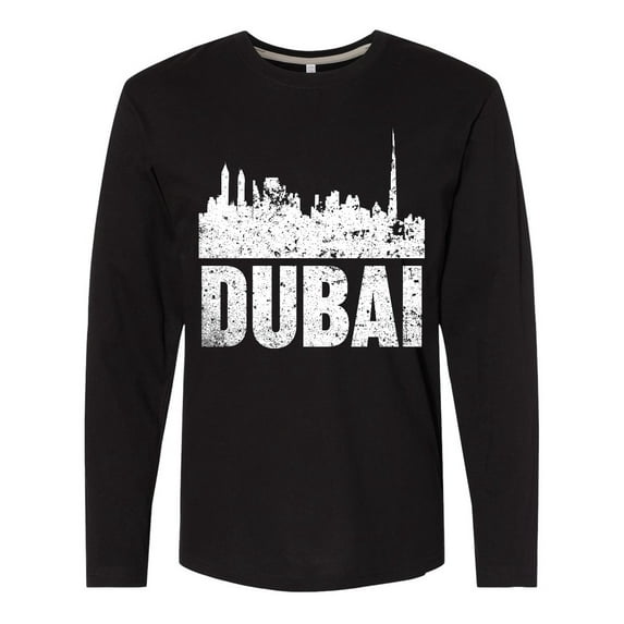 Inktastic Dubai City Skyline with Grunge Long Sleeve T-Shirt