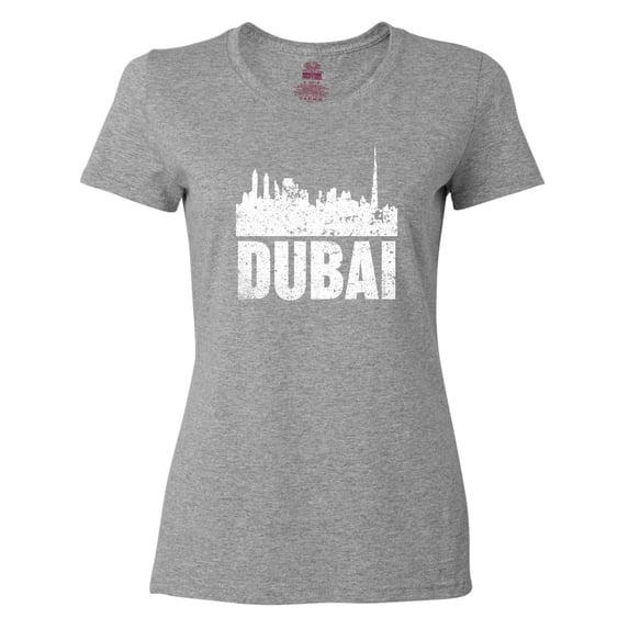 Inktastic Dubai City Skyline with Grunge Women's T-Shirt