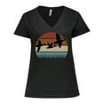 thumbnail image 1 of Inktastic Duck Hunting Retro Sunset Hunter Gift Women's Plus Size V-Neck T-Shirt, 1 of 5