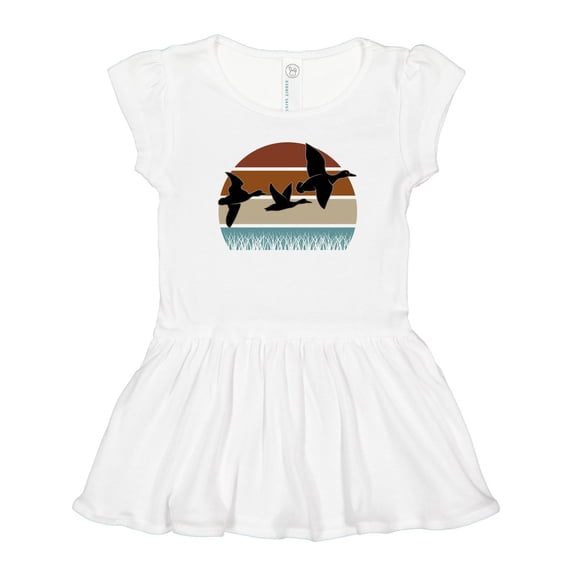 Inktastic Duck Hunting Retro Sunset Hunter Girls Toddler Dress