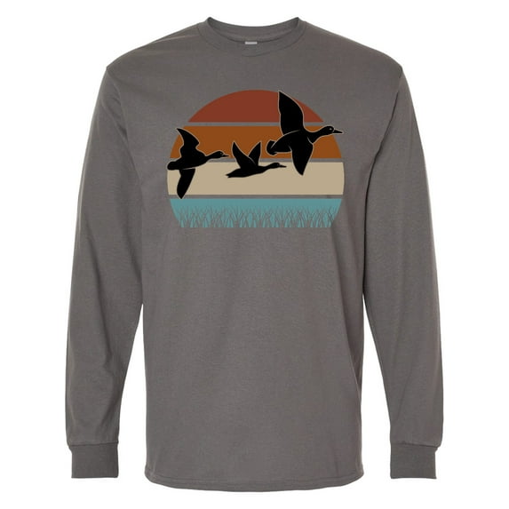 Inktastic Duck Hunting Retro Sunset Hunter Long Sleeve T-Shirt
