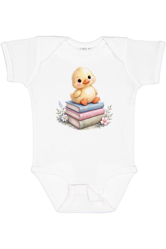 Duckling on Books Boys or Girls Baby Bodysuit