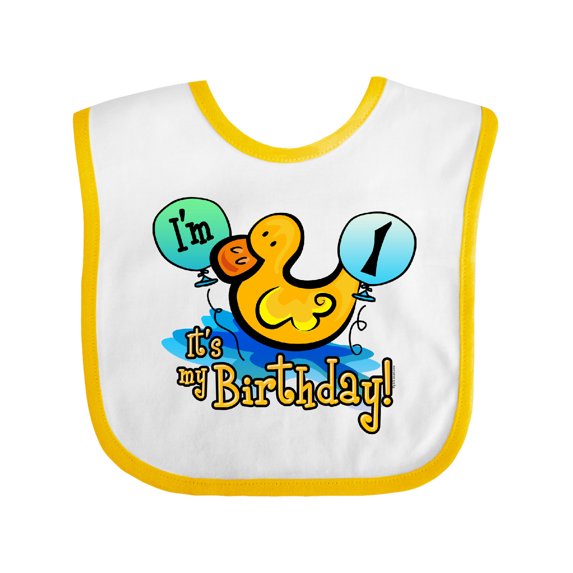 Inktastic Ducky 1st Birthday Boys or Girls Baby Bib