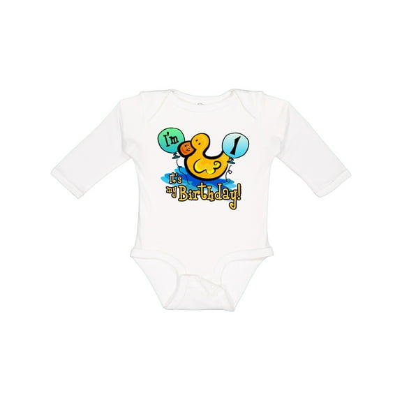 Inktastic Ducky 1st Birthday Boys or Girls Long Sleeve Baby Bodysuit