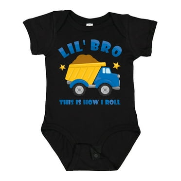 Inktastic Dump Truck Little Bro Boys Baby Bodysuit