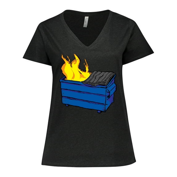 Inktastic Dumpster Fire Women's Plus Size V-Neck T-Shirt