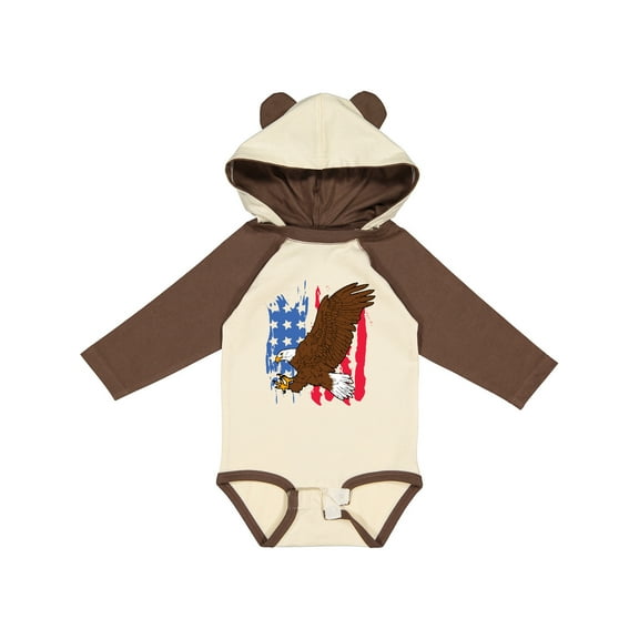 Inktastic Eagle with American Flag Boys or Girls Long Sleeve Baby Bodysuit