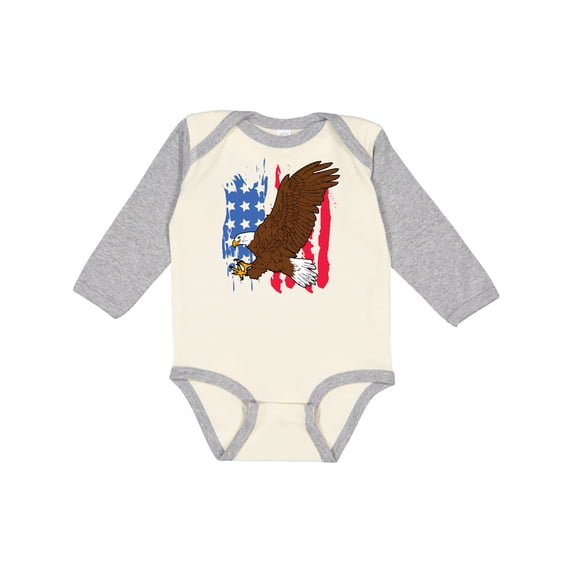 Inktastic Eagle with American Flag Boys or Girls Long Sleeve Baby Bodysuit
