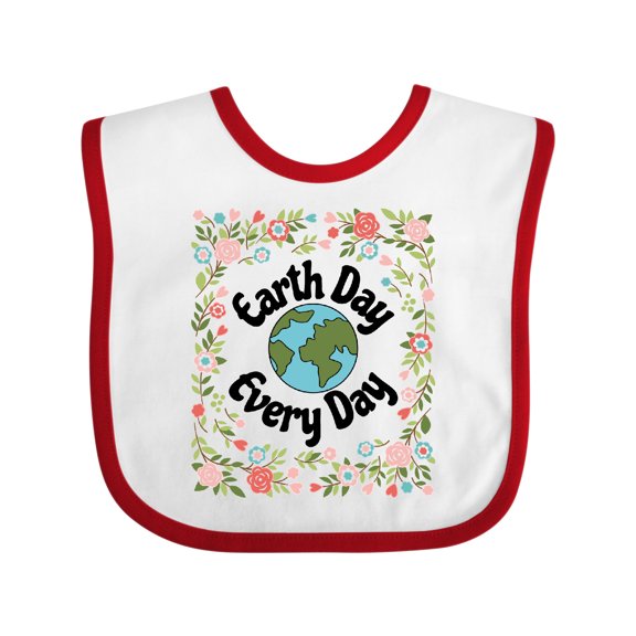 Inktastic Earth Day Every Day 2025 Environmental Girls Baby Bib