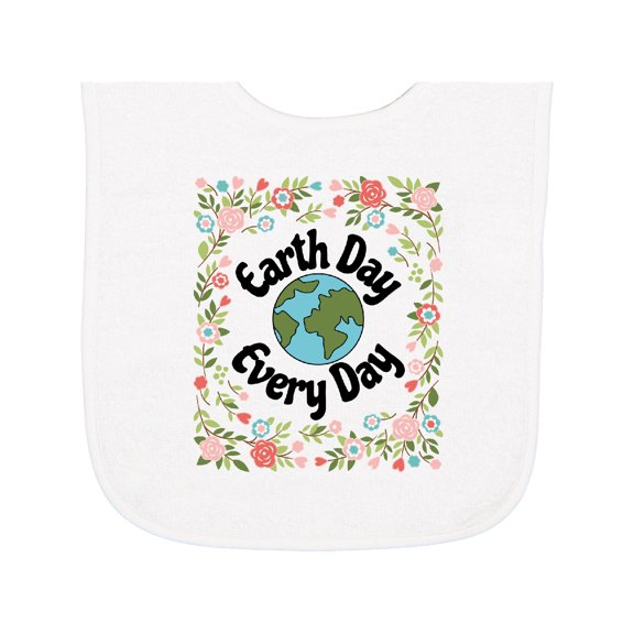 Inktastic Earth Day Every Day 2026 Environmental Baby Terry Cloth Bib