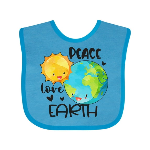 Inktastic Earth Day Peace Love Earth Boys or Girls Baby Bib