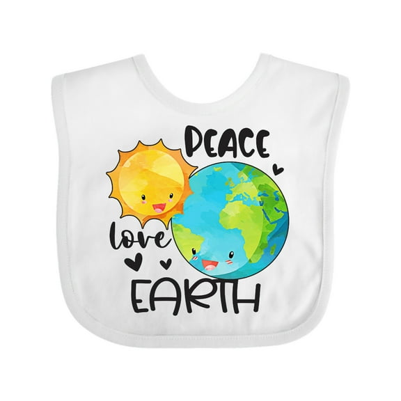 Inktastic Earth Day Peace Love Earth Boys or Girls Baby Bib