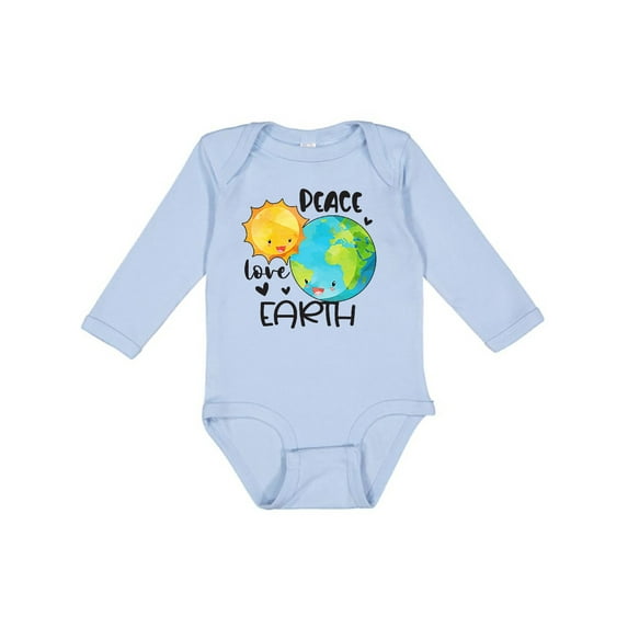 Inktastic Earth Day Peace Love Earth Boys or Girls Long Sleeve Baby Bodysuit