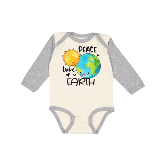 Inktastic Earth Day Peace Love Earth Boys or Girls Long Sleeve Baby Bodysuit