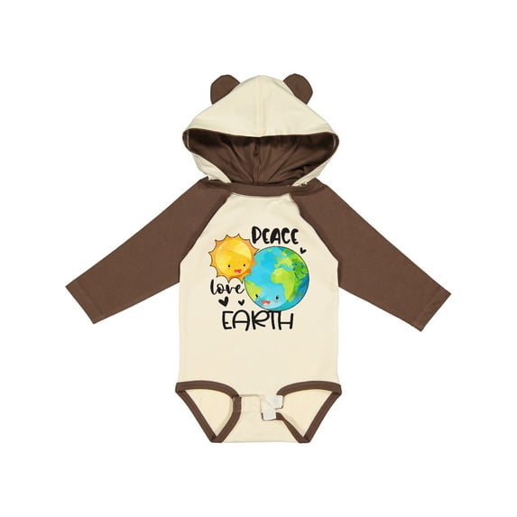 Inktastic Earth Day Peace Love Earth Boys or Girls Long Sleeve Baby Bodysuit