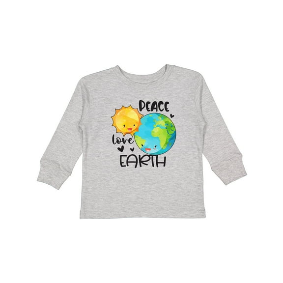 Inktastic Earth Day Peace Love Earth Boys or Girls Long Sleeve Toddler T-Shirt